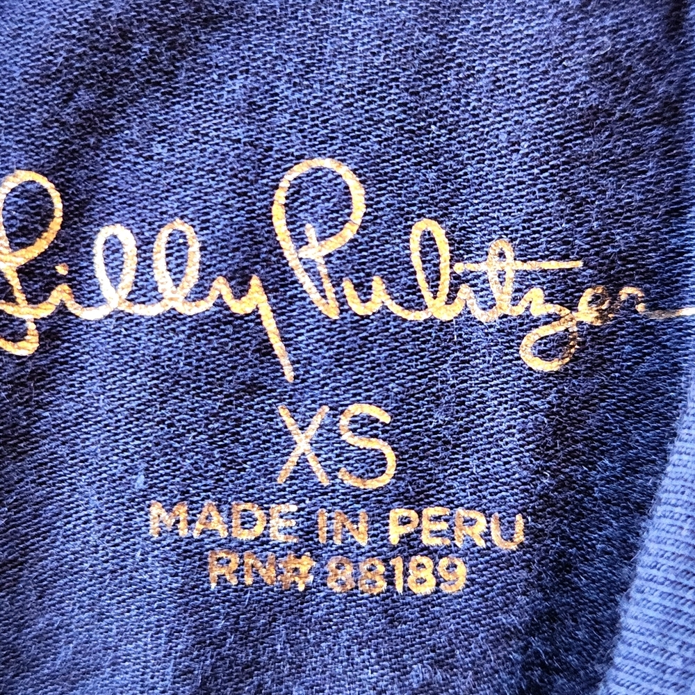 🌺 Lilly Pulitzer Alek Ruffle Halter Tank Top – Navy – Size XS (Generous Fit) - Picture 4 of 8